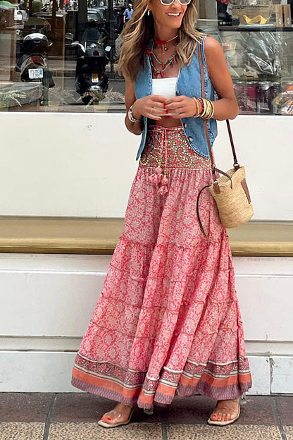Paneled Maxi Skirt