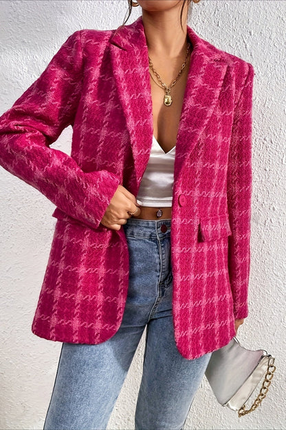 Red Plaid Blazer Coat