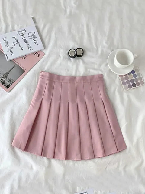New Black Skirt Female Summer High Waist Gothic Anti-glare A-line Pleated Skirt Short Skirt Purple Ins Tide Ulzzang Skirt