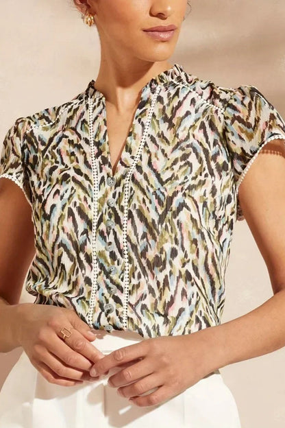 Lace Detail V-neck Blouse