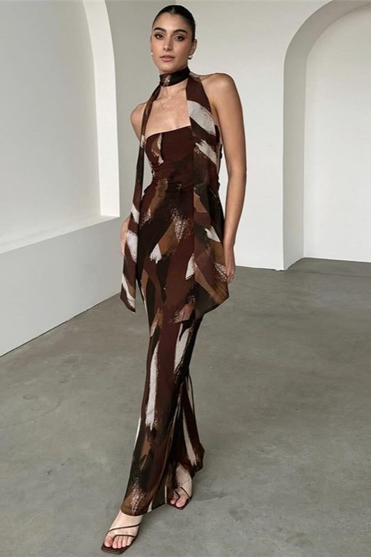Strapless Print Bodycon Maxi Dress