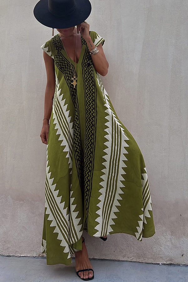 Beach Dates Print A-line Maxi Dress