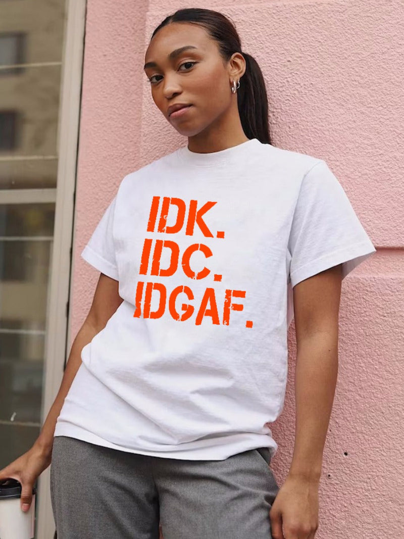 Round Neck Letter Print T-shirt Ar503