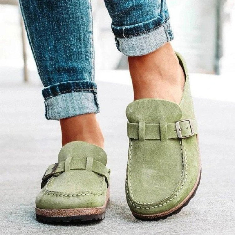 British Style Belt Buckle Flat Shoes for