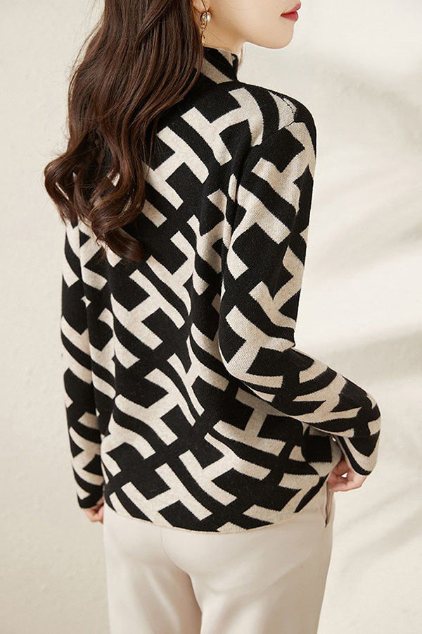 Autumn and Winter Letter Wool Sweater Foreign Style Jacquard Top Temperament Sweater