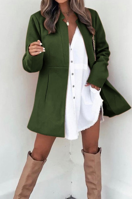Brushed Wool Long Sleeve Coat