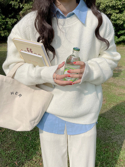 Yellow Round-neck Long Sleeve Sweater An1041