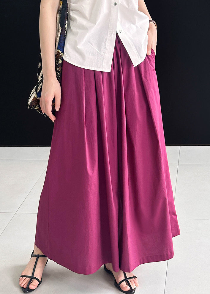 Rose Loose Cotton Wide Leg Pants Elastic Waist Af1046