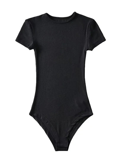 Summer Slim Short-sleeve O-neck Tops Bodysuits Female Rompers Jumpsuits