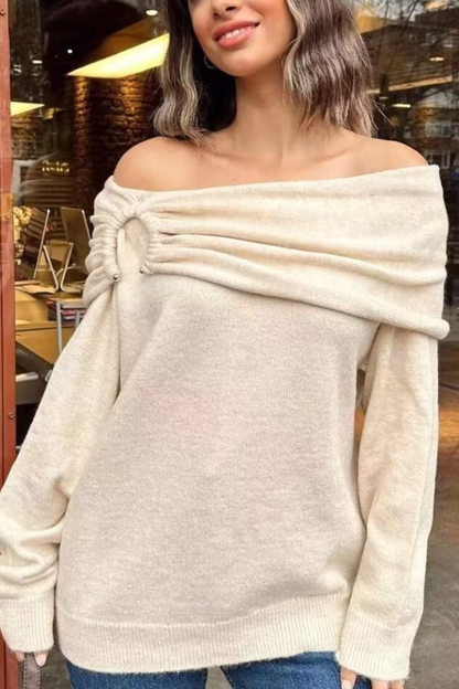 Off-shoulder Loose Knit Sweater