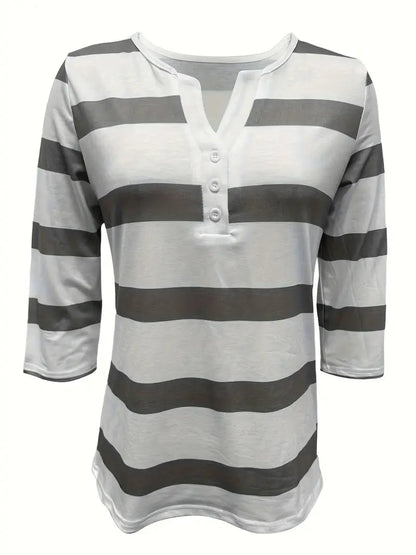 Eirah - Essential V-neck Striped Print Blouse