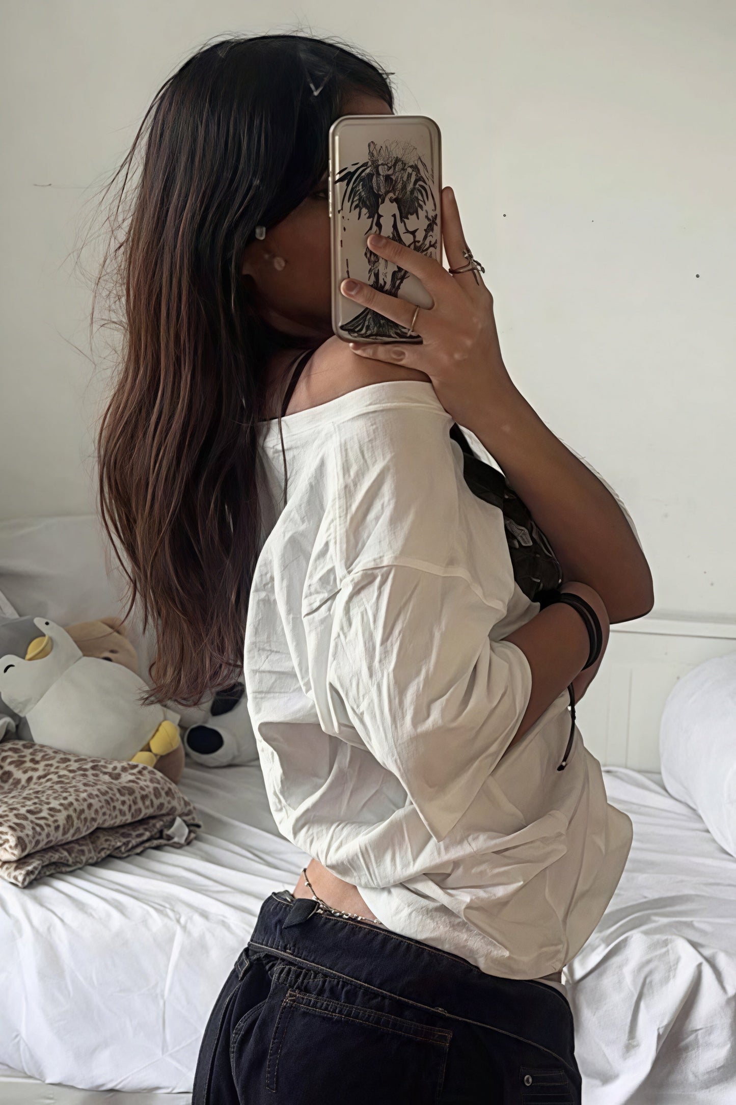 Hip Hop Lip Print Asymmetric Neck T-shirt