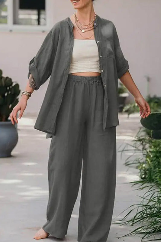 Loose Color Shirt Pants Set