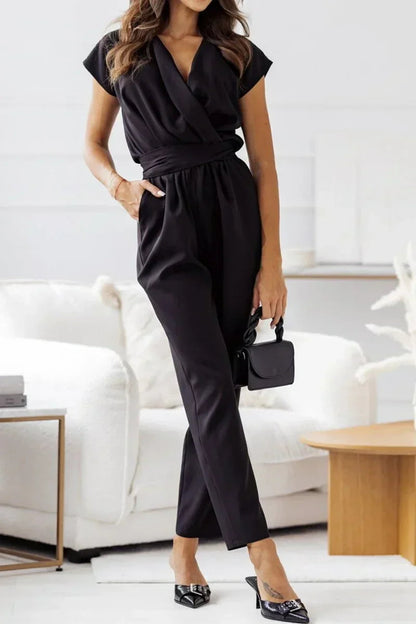 Sable | Short Sleeve V-neck Jumpsuit