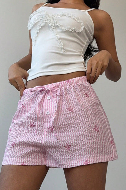 Pink Stripe Wide Leg Shorts