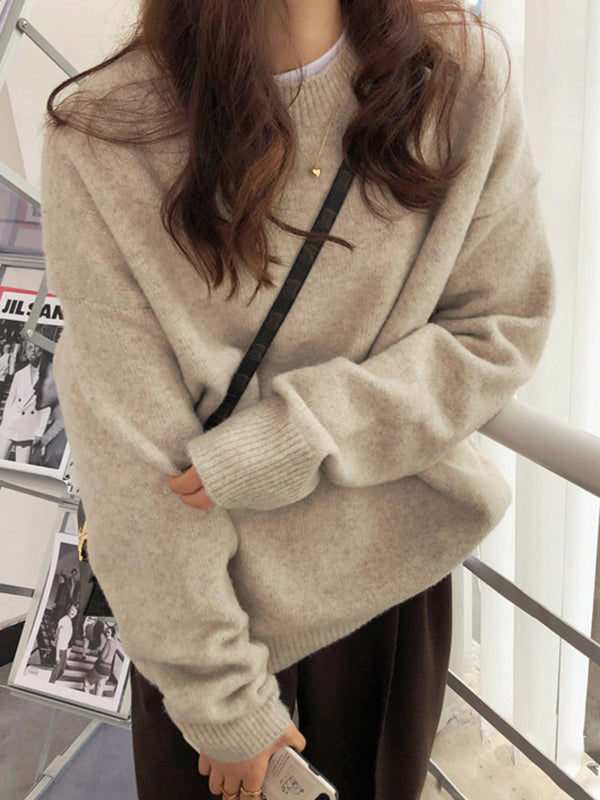 Dreamy Loose Purple Round-neck Long Sleeves Sweater Qx008