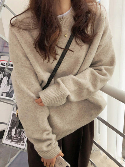 Dreamy Loose Purple Round-neck Long Sleeves Sweater Qx008