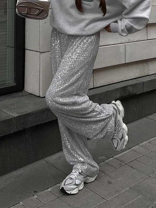 Sliver Sequin Wide Leg Pants