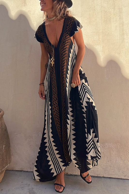 Beach Dates Print A-line Maxi Dress