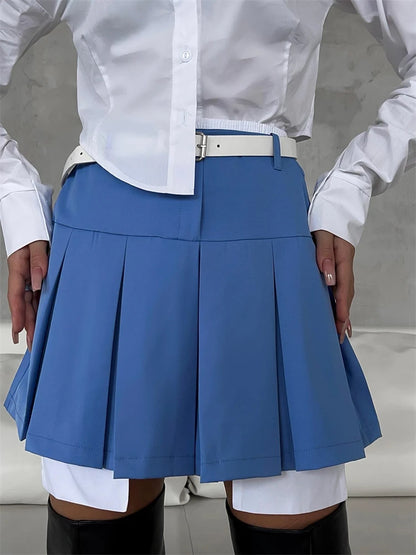 New Mini Skirt for High Waist Y2k Skirts Set Bottom Black Pleated Skirts