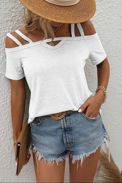 Color Cold Shoulder T-shirt