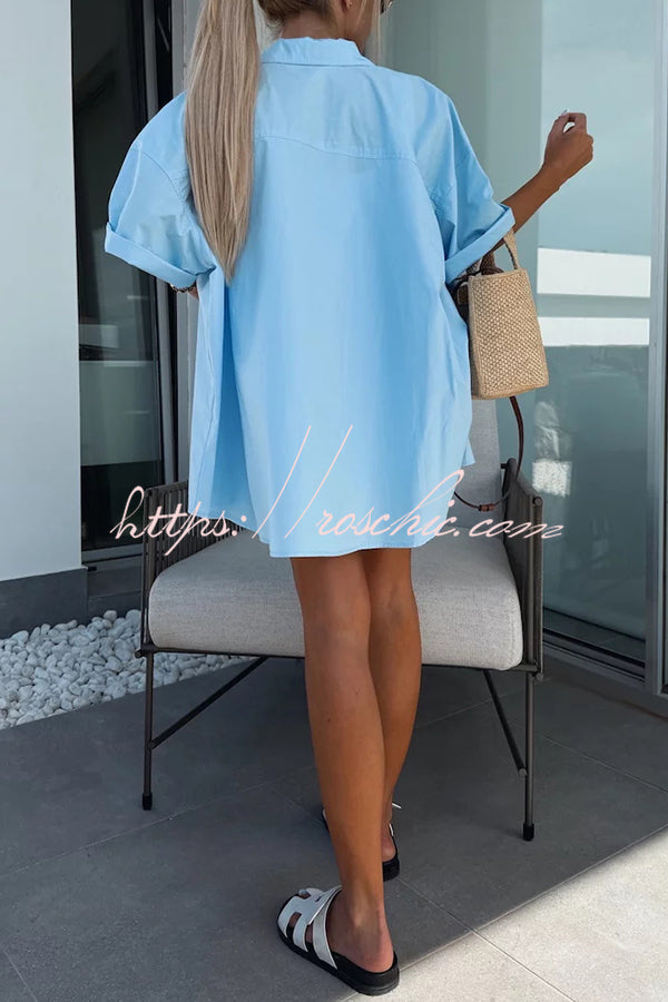 Summer Loose Short-sleeved Shirt and Elastic High Waist Shorts Set
