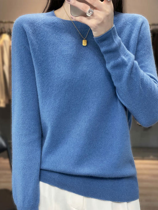 Blue Round-neck Long Sleeve Sweater An1059