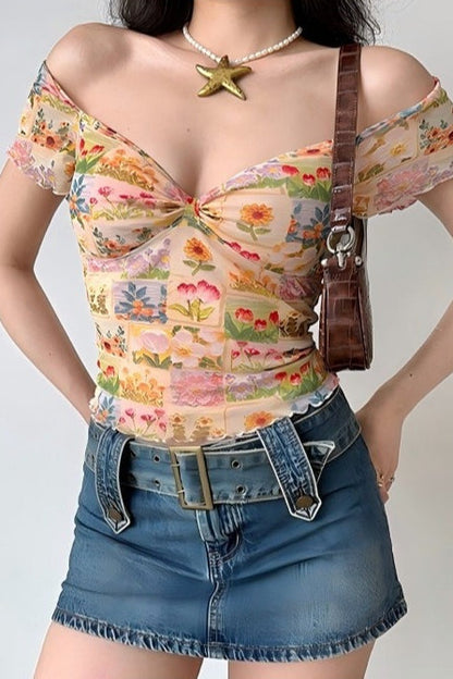 Mesh Slim V Neck Tube Blouse