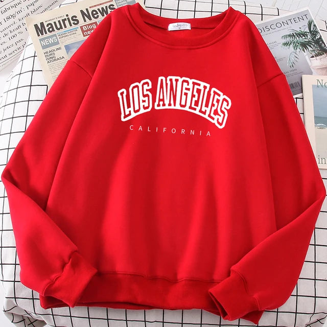 Los Angeles California City Sweatshirt for Loose Oversized Clothing Personality Soft Letter Print Hoodies Woman