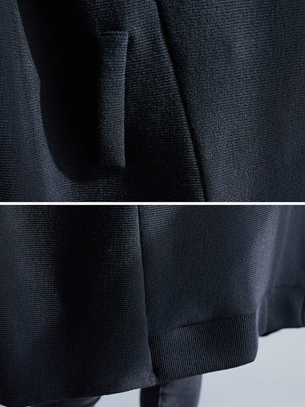 Loose Black Heaps Collar Pockets A-line Long Sleeve Sweater An1065