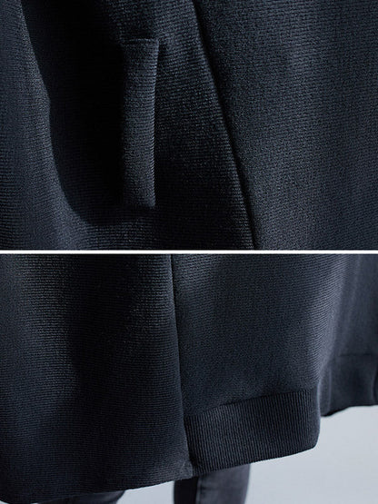 Loose Black Heaps Collar Pockets A-line Long Sleeve Sweater An1065