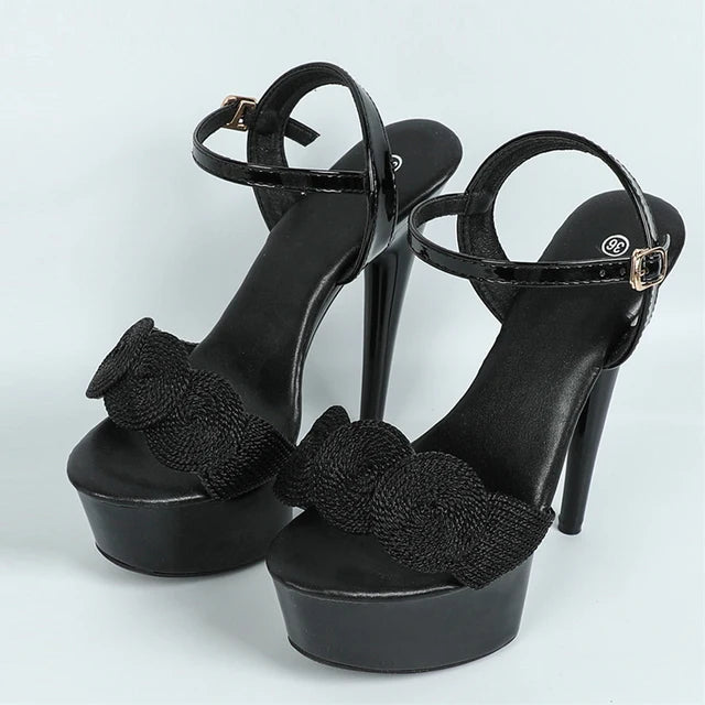 Liyke Red Buckle Strap High Heels Platform Sandals – ’s Wedding Prom Shoes