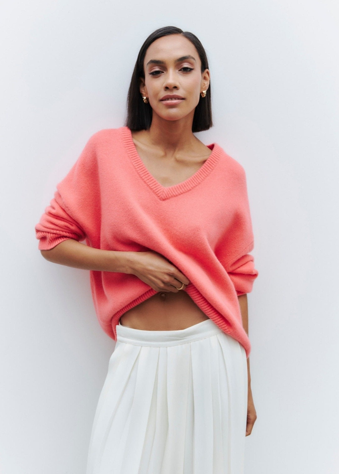Cozy V-neck Loose Knit Sweater