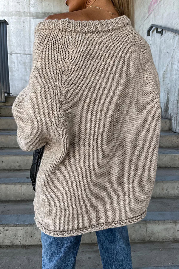 Street Atmosphere Knit Wide Neck Loose Sweater