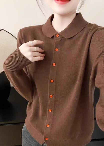 Purple Peter Pan Collar Button Knit Sweater Fall Qx036