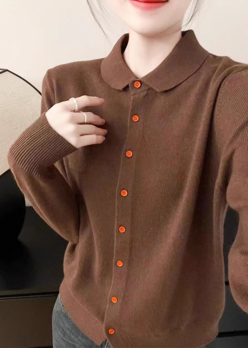 Purple Peter Pan Collar Button Knit Sweater Fall Qx036