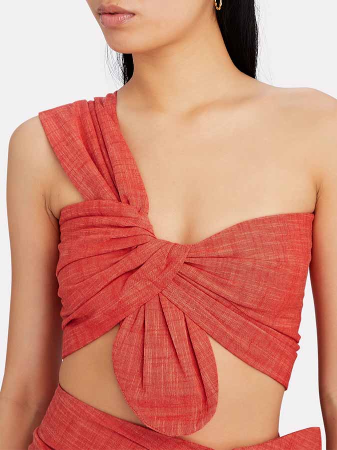 One-shoulder Swimsuit and Beach Skirt