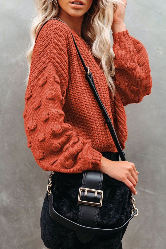 Puffy Sleeve Cable Oversized Knit Sweater
