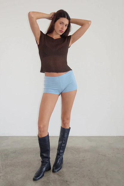 Stripe Skinny Low Waist Shorts