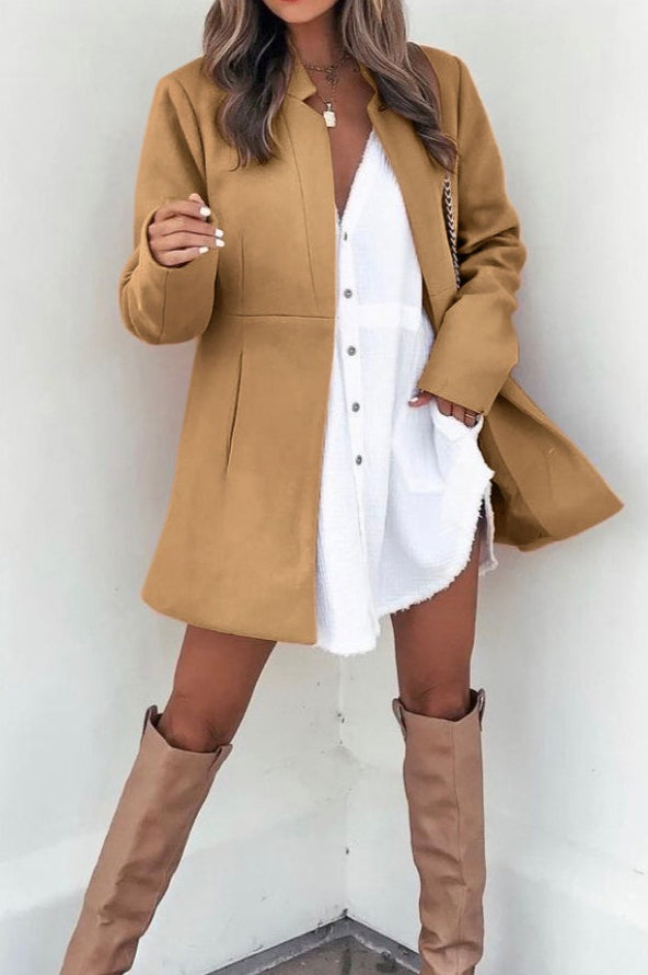 Brushed Wool Long Sleeve Coat
