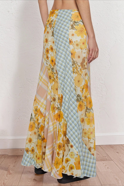 Contrast Panel Straight Skirt