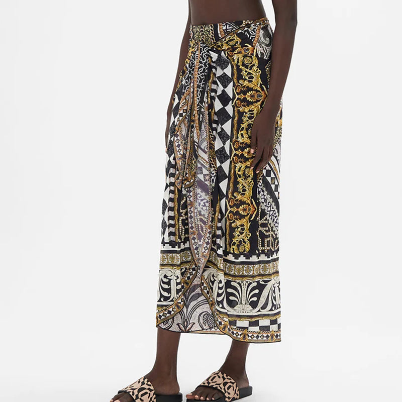 Printed Halter Swimsuit and Skirt