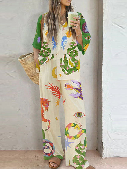 Artistic Abstract Print Two-piece Set