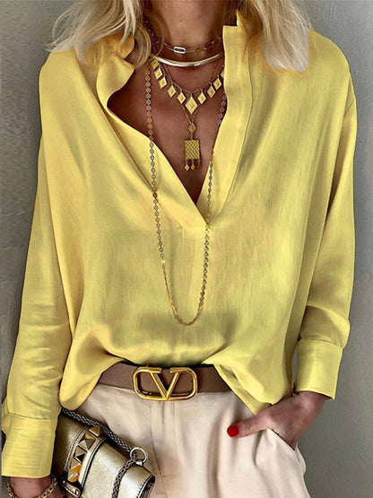 Stand Collar Long Sleeves Blouses