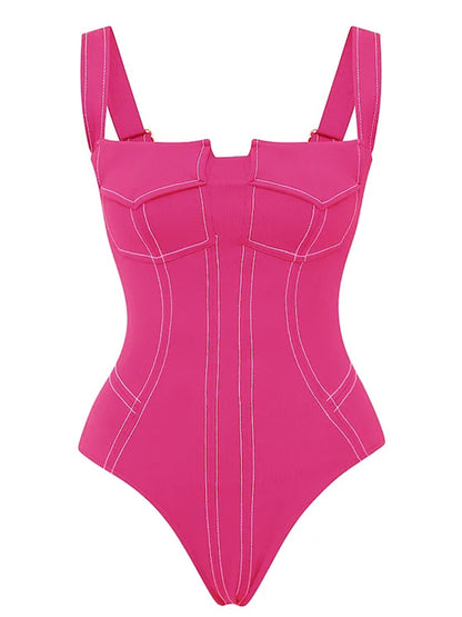 Pink Pocket One Piece Swimsuit and Pant