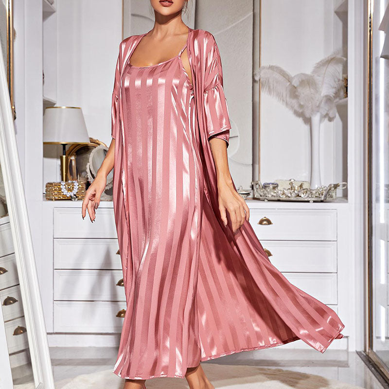 Two Pieces Dress and Cardigan Pajama Sets