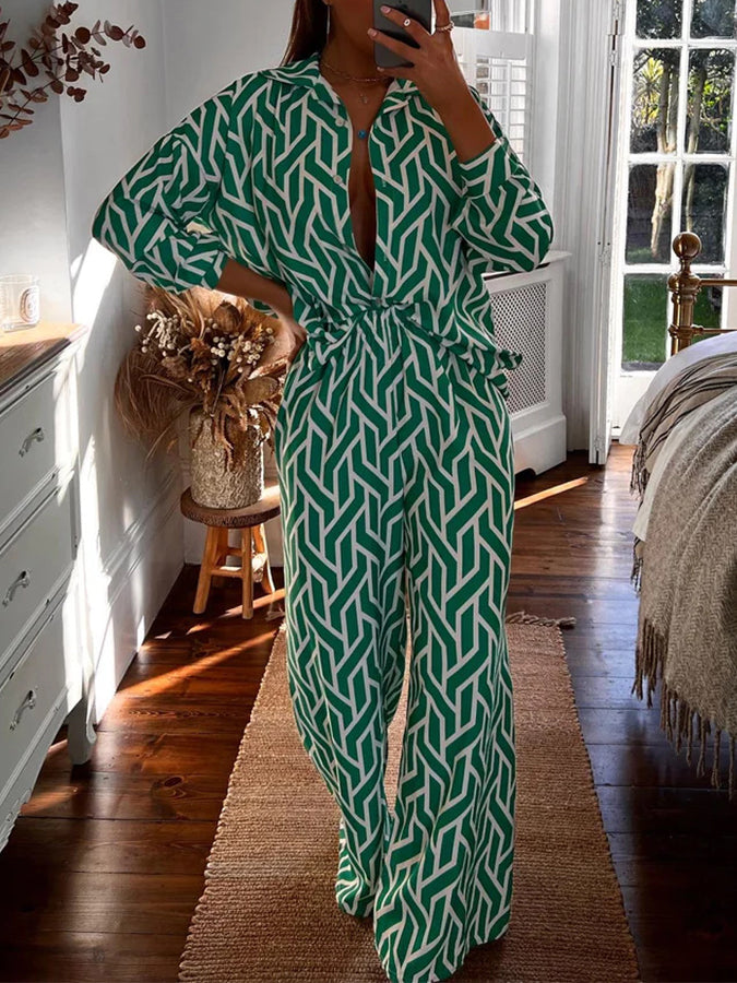 Long Sleeves Printed Shirt and Pants Sets