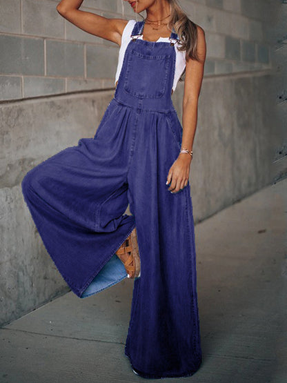 Denim Wide-leg Pants Jumpsuits