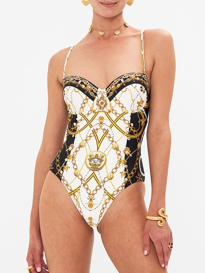 Printed One Piece and Pants Swimwear