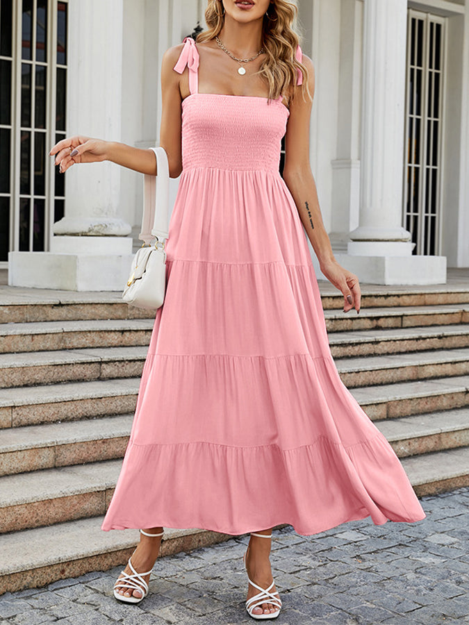 Tie-shoulder Sleeveless Maxi Dress